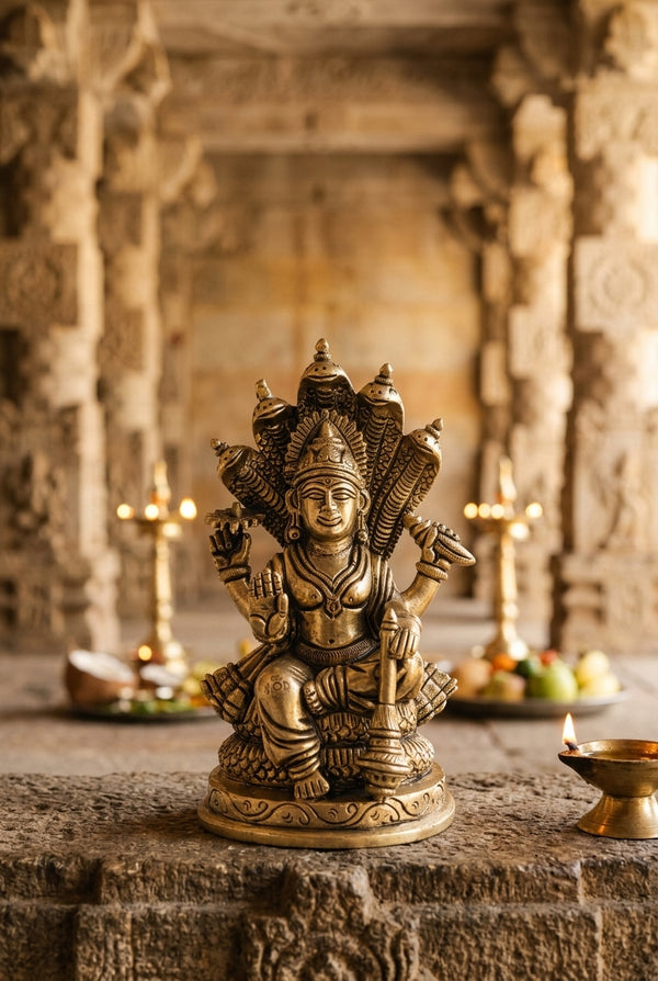 Brass Vishnu on Sheshnag Statues