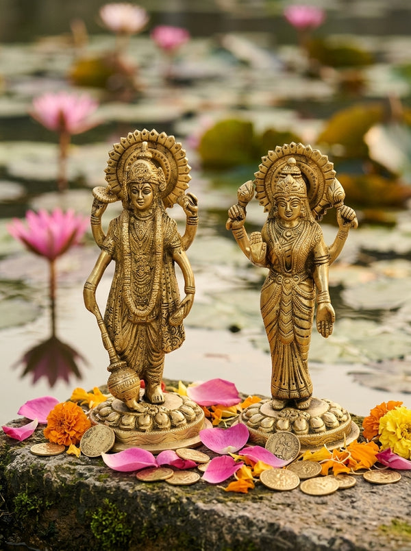 Brass Vishnu Lakshmi Statues