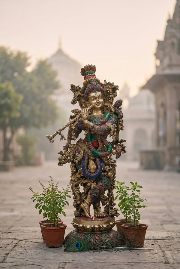 Small Brass Krishna Statues