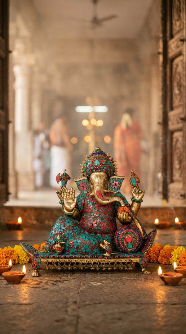 Brass Reclining Ganesha Statues