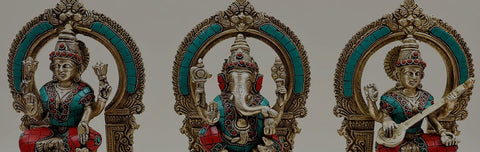 Brass Ganesha Lakshmi Saraswati Idols
