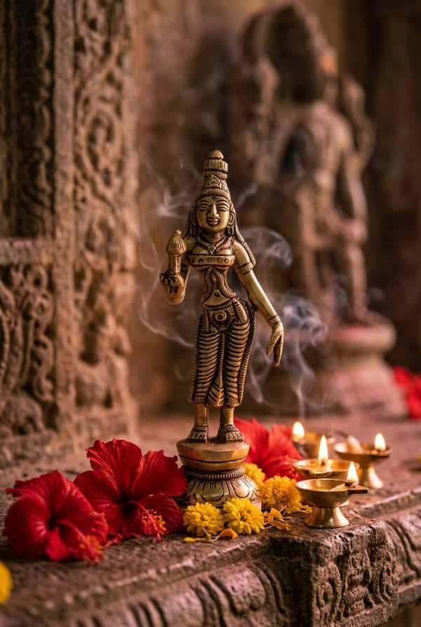 Goddess Parvati and Uma Brass Statues