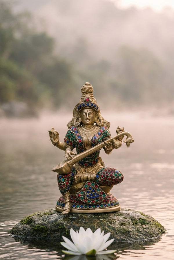 Small Brass Saraswati Statues