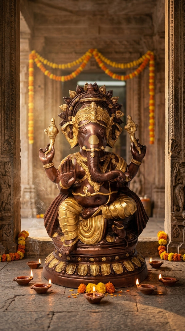 Large Brass Ganesha Statues