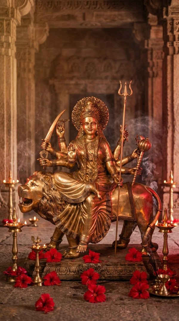 Large Brass Durga Statues