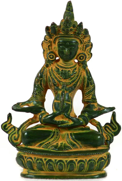 5" Amitayus Buddha Handmade Brass Statue for Meditation