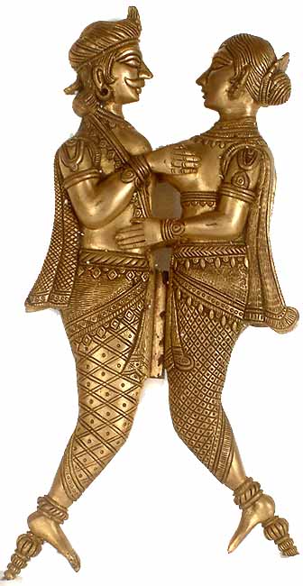 15" Amorous Couple Brass Nut Cutter Handmade Statue