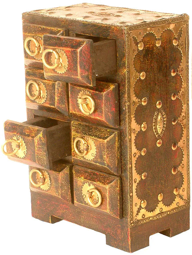 Brass Antique Treasure Chest Statue