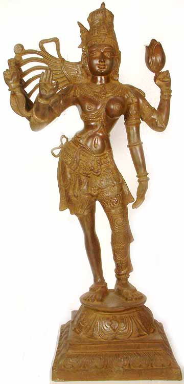 41" Large Size Ardhanarishvara Brass Sculpture | Handmade | Made in India