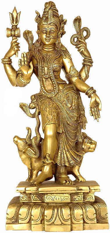 17" Ardhanarishvara Handmade Brass Statue - Shiva Parvati Idol