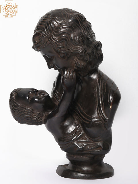 15" Mother and Child Brass Statue | Home Decor
