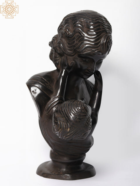 15" Mother and Child Brass Statue | Home Decor