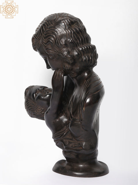 15" Mother and Child Brass Statue | Home Decor