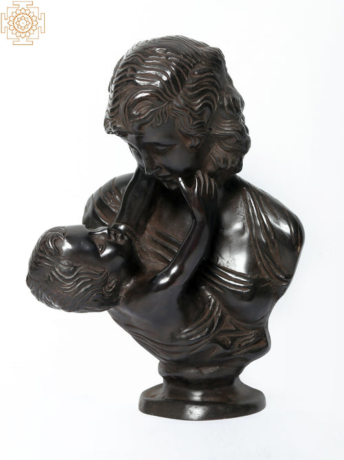 15" Mother and Child Brass Statue for Home Decor