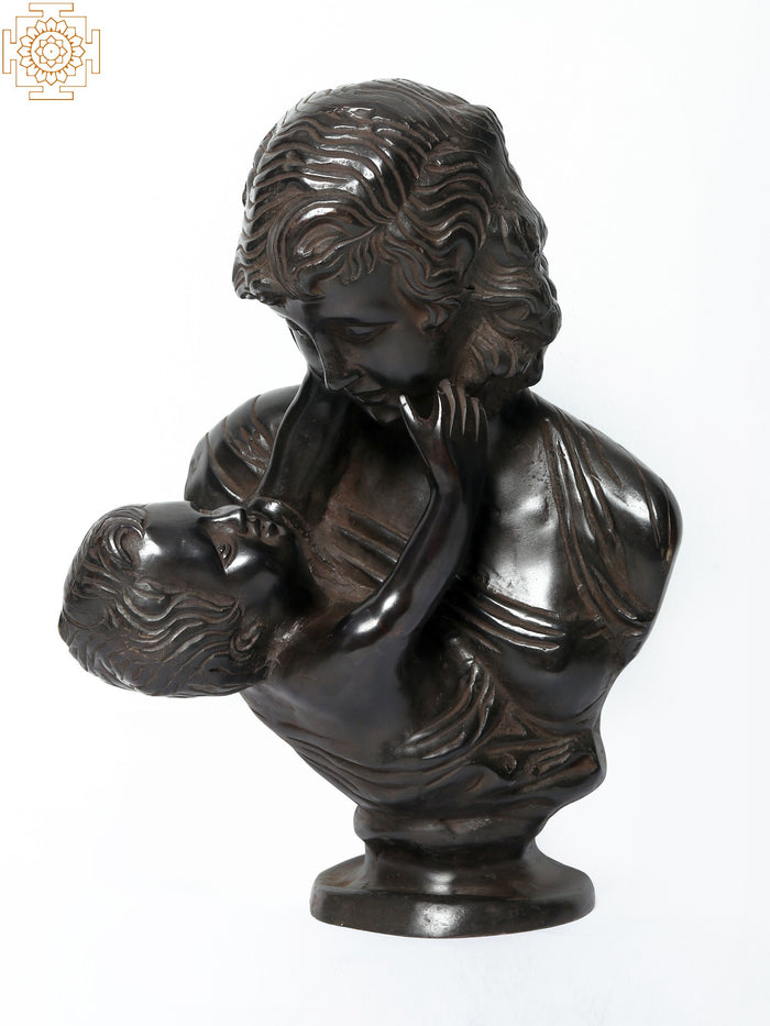 15" Mother and Child Brass Statue for Home Decor
