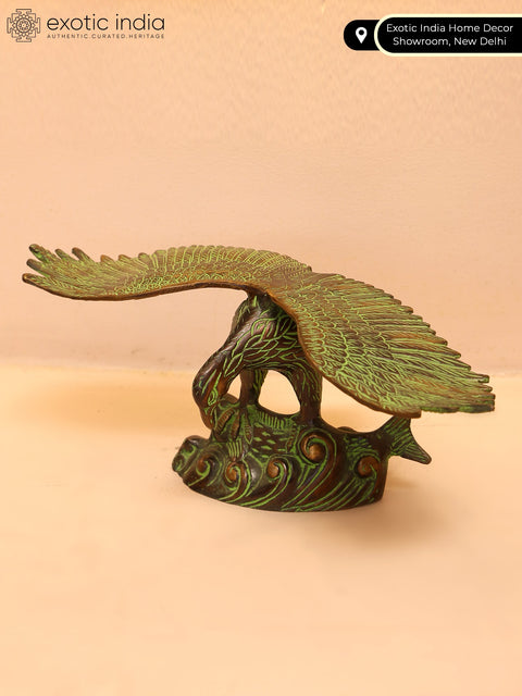 13" Eagle Hunting a Fish | Brass Bird Figurines