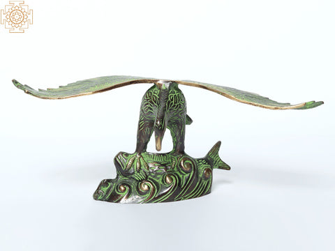 13" Eagle Hunting a Fish | Brass Bird Figurines