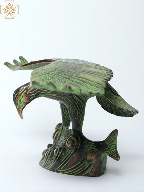 13" Eagle Hunting a Fish | Brass Bird Figurines