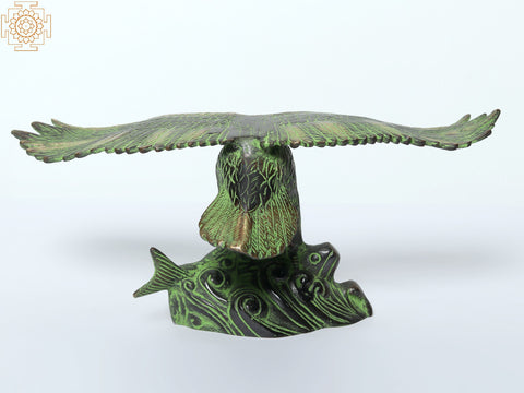 13" Eagle Hunting a Fish | Brass Bird Figurines