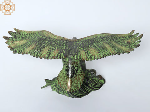 13" Eagle Hunting a Fish | Brass Bird Figurines