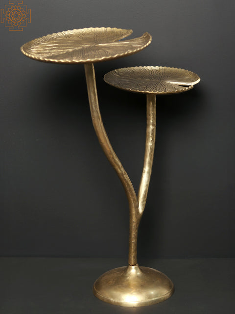 30" Brass Lotus Leaves Stand