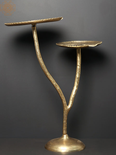 30" Brass Lotus Leaves Stand