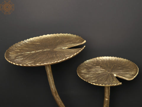 30" Brass Lotus Leaves Stand