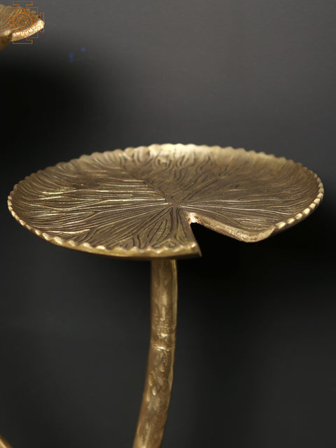 30" Brass Lotus Leaves Stand