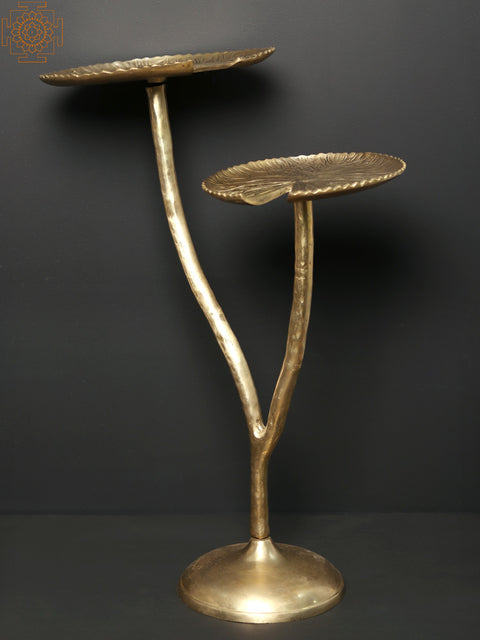 30" Brass Lotus Leaves Stand