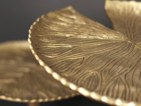 30" Brass Lotus Leaves Stand