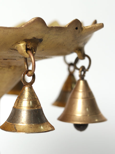 15" Brass Urli Stand with Dangling Bells