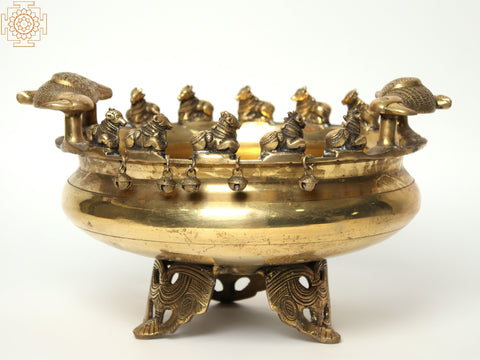 15" Brass Nandi Urli with Stand