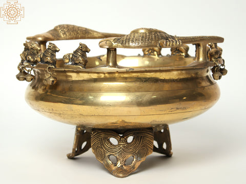 15" Brass Nandi Urli with Stand