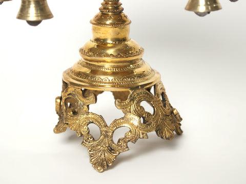 12" Brass Round Pedestal (Chowki) with Dangling Bells