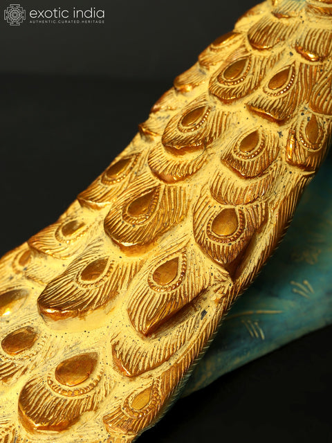 13" Brass Peacock Figurine | Home Decor