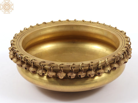 9" Traditional Brass Urli with Ghungroo