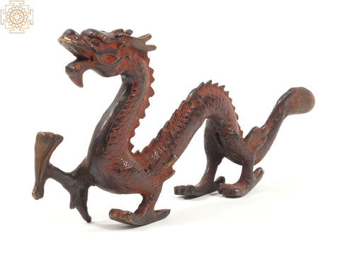 13" Brass Chinese Dragon Figurine | Home Decor