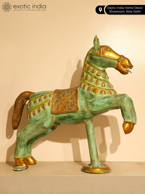 17" Brass Decorative Horse Figurine | Home Decor