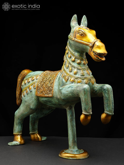 17" Brass Decorative Horse Figurine | Home Decor