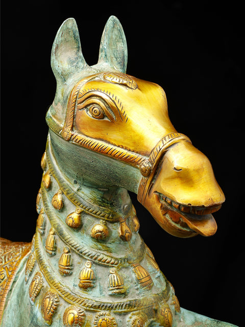 17" Brass Decorative Horse Figurine | Home Decor