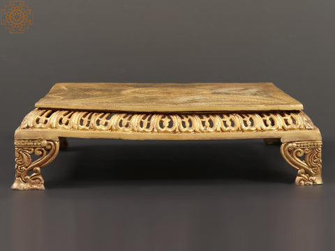18" Brass Ritual Chowki | Metal Furniture