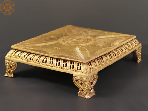 18" Brass Ritual Chowki | Metal Furniture