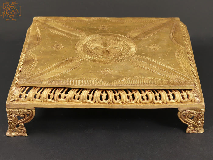 18" Brass Ritual Chowki Platform Statue