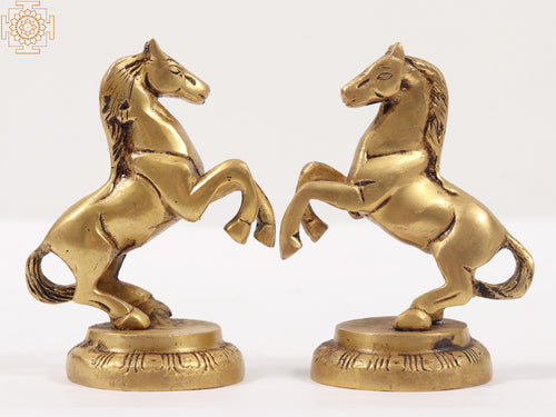 4" Brass Horse Pair Figurines for Home Decor