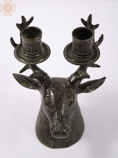7" Brass Deer Candle Holder for Home Decor