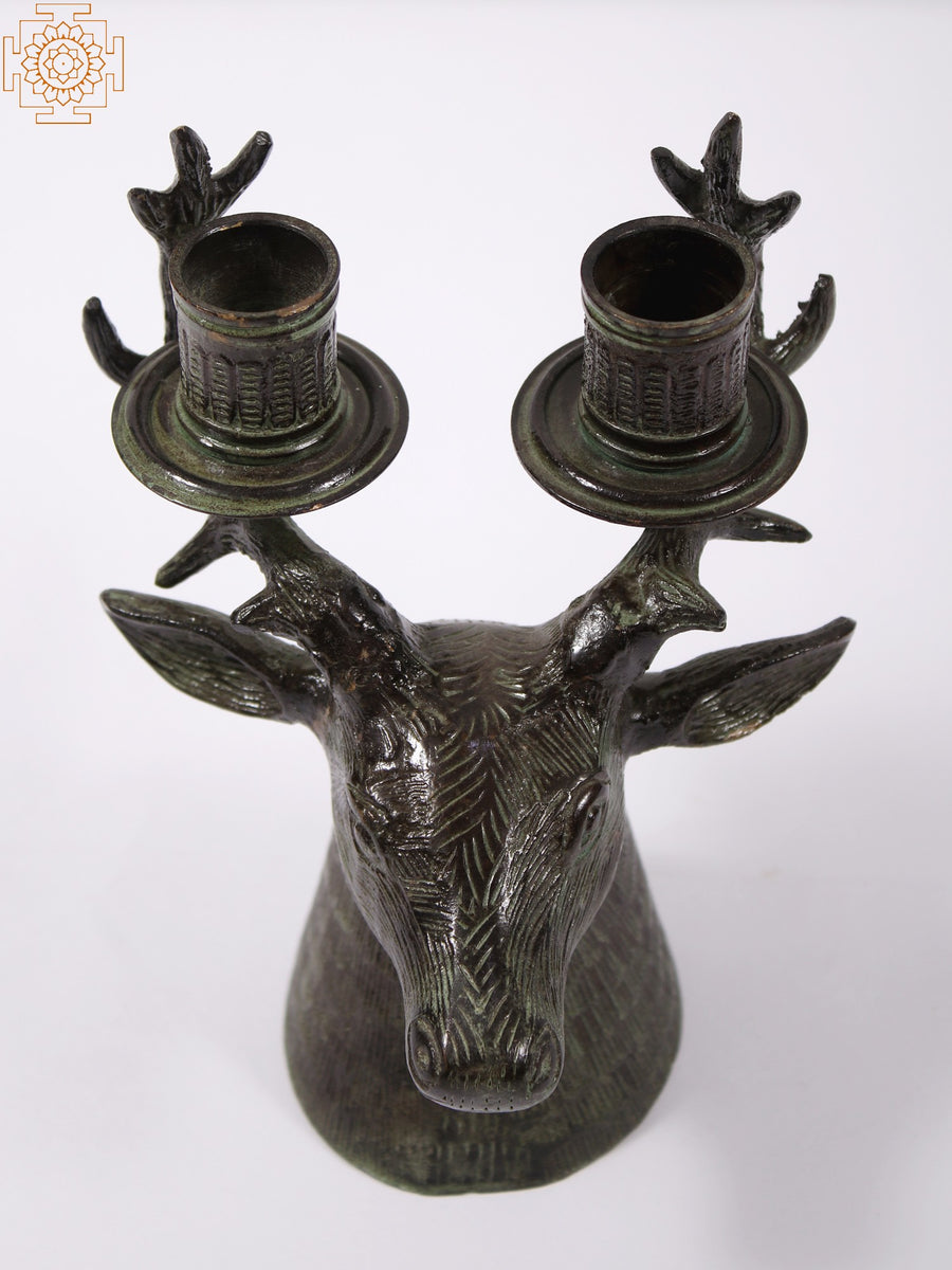 7" Brass Deer Candle Holder for Home Decor