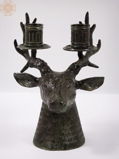 7" Brass Deer Candle Holder