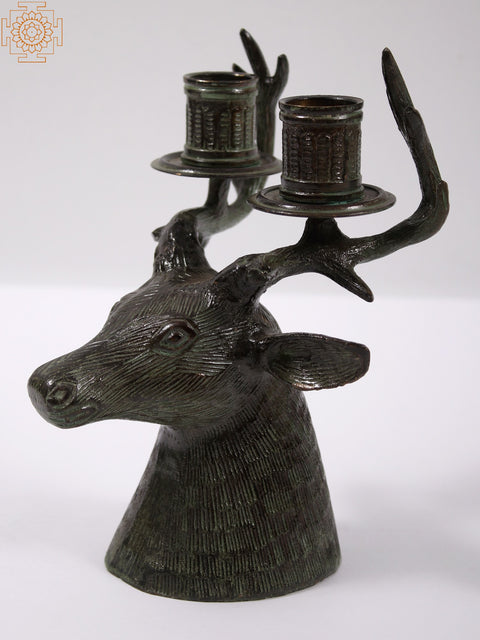 7" Brass Deer Candle Holder