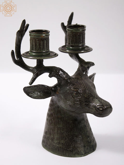 7" Brass Deer Candle Holder