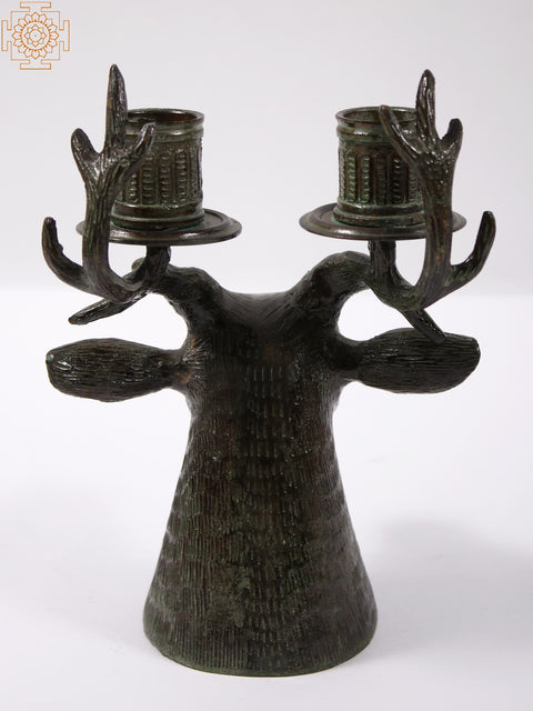 7" Brass Deer Candle Holder